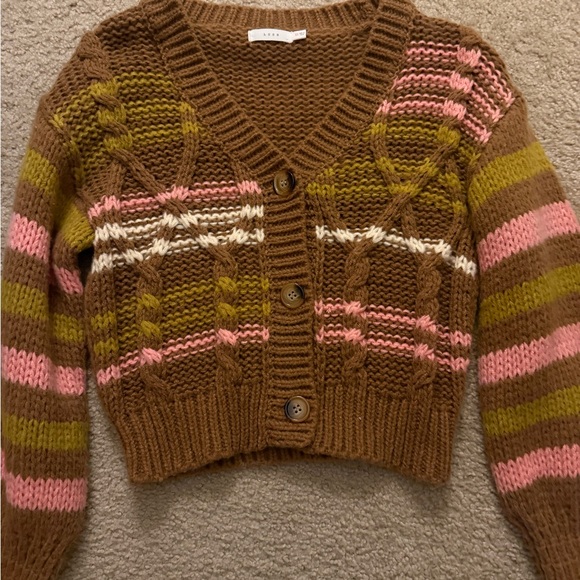 Brown and Pink Lush Striped Women's Sweater - Picture 2 of 3
